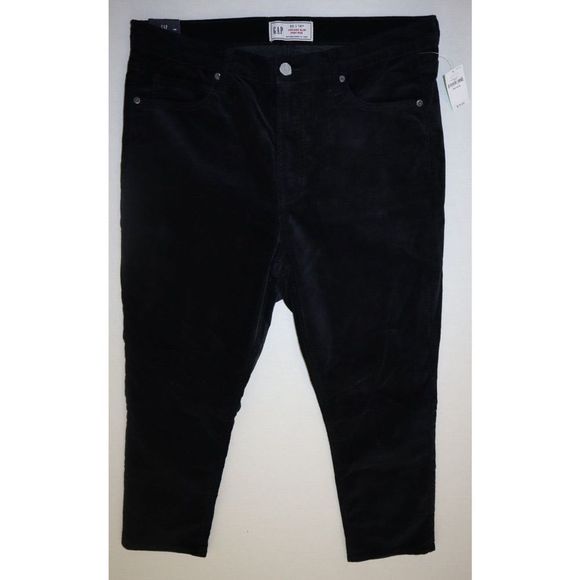 Gap Women's Sz 32 / 14 R Black Velvet Vintage Slim High Rise Jeans $80 - Picture 1 of 7